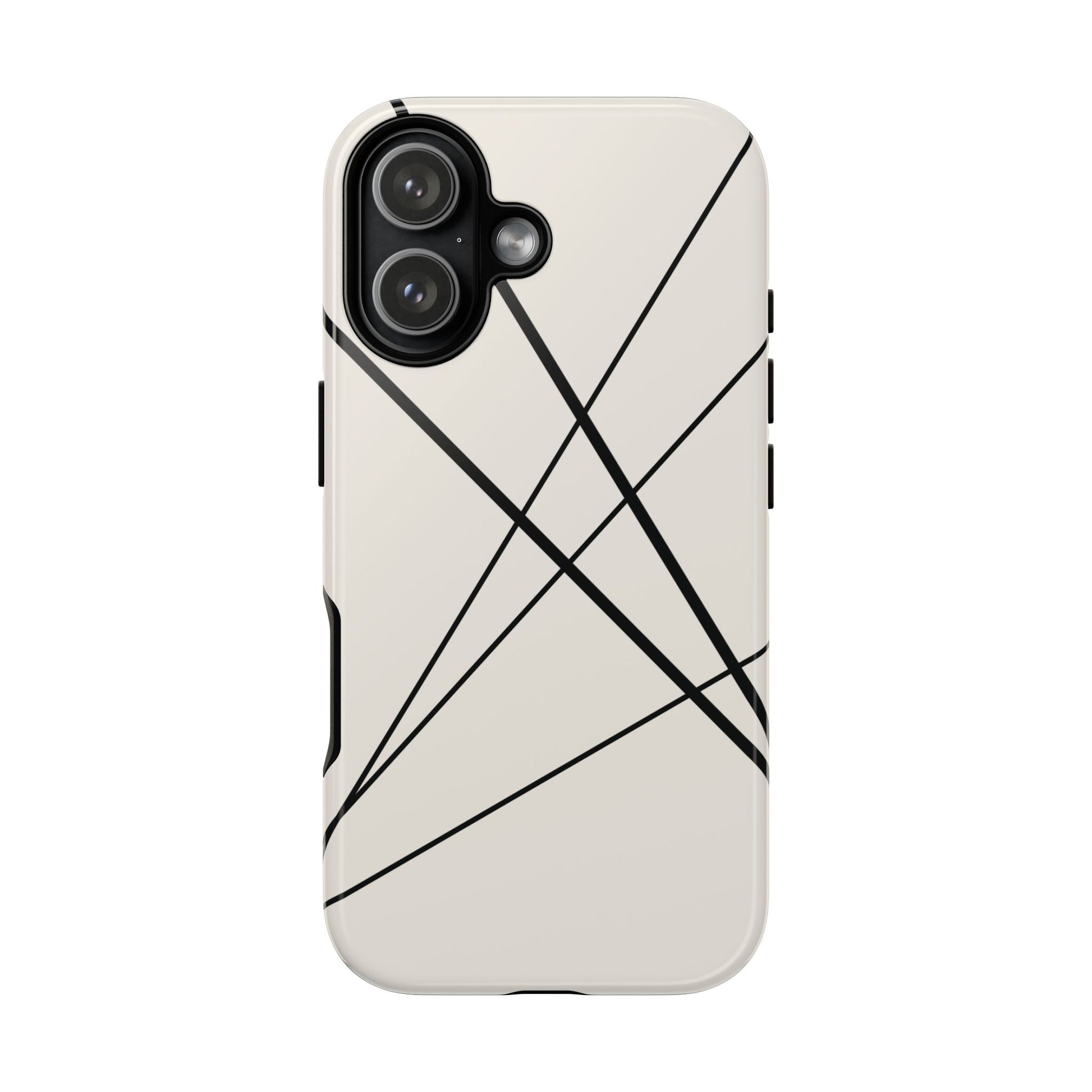 iPhone 17 / Glossy Phone Case - Abstract White with Black Lines Phone Case