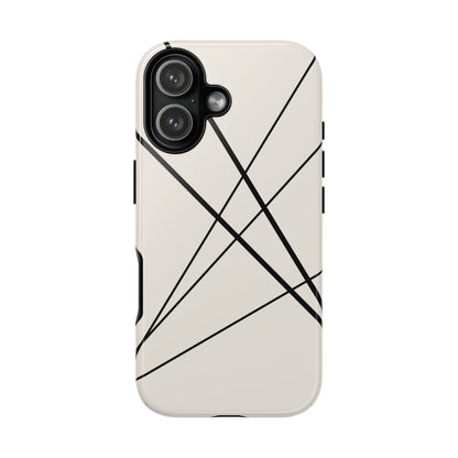 iPhone 17 / Glossy Phone Case - Abstract White with Black Lines Phone Case
