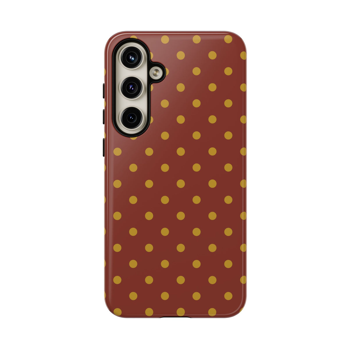 Trendy Brown & Mustard Dot Pattern Phone Case - Brown Phone Case - Samsung Galaxy S24 Plus / Glossy