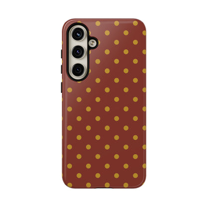 Trendy Brown & Mustard Dot Pattern Phone Case - Brown Phone Case - Samsung Galaxy S24 Plus / Glossy