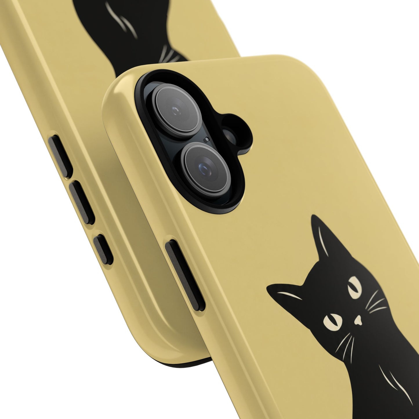 Minimalist Butter Yellow & Black Cat Phone Case