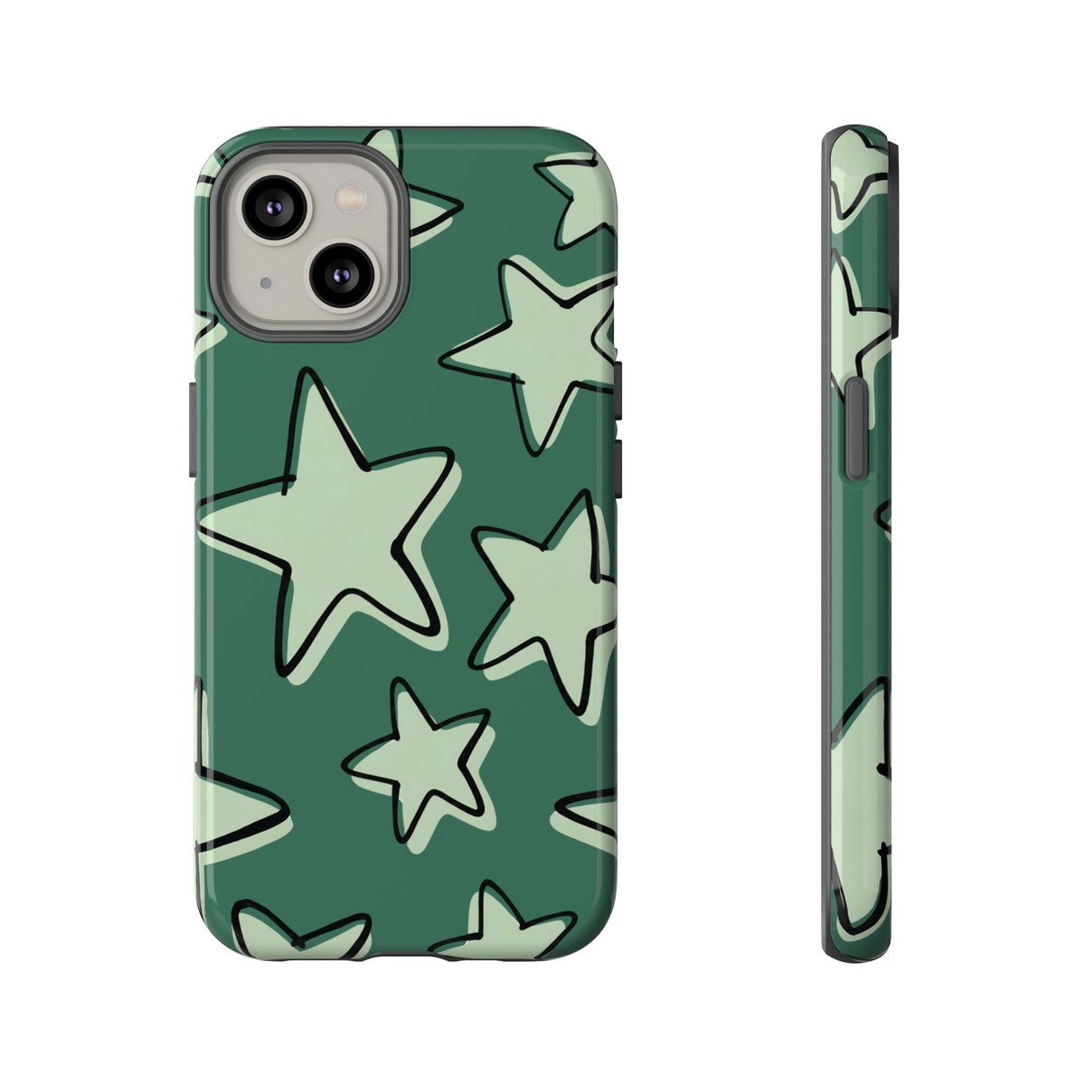 Forest Green Doodle Star Phone Case