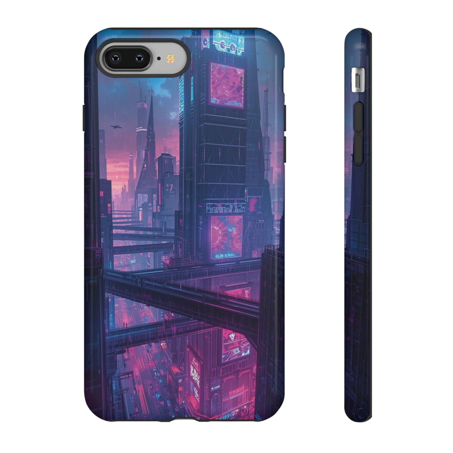 Neon Cyberpunk Megacity Sci-fi Phone Case - Blue Phone Case - iPhone 8 Plus / Glossy