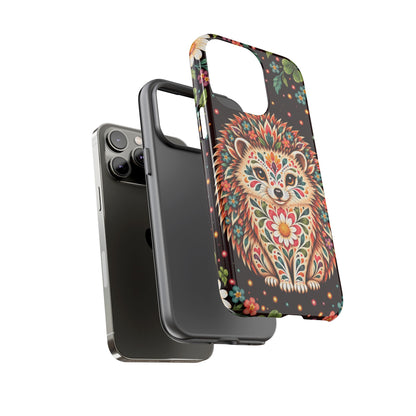 Vibrant Terracotta and Teal Calavera Hedgehog Phone Case - Multicolor Phone Case
