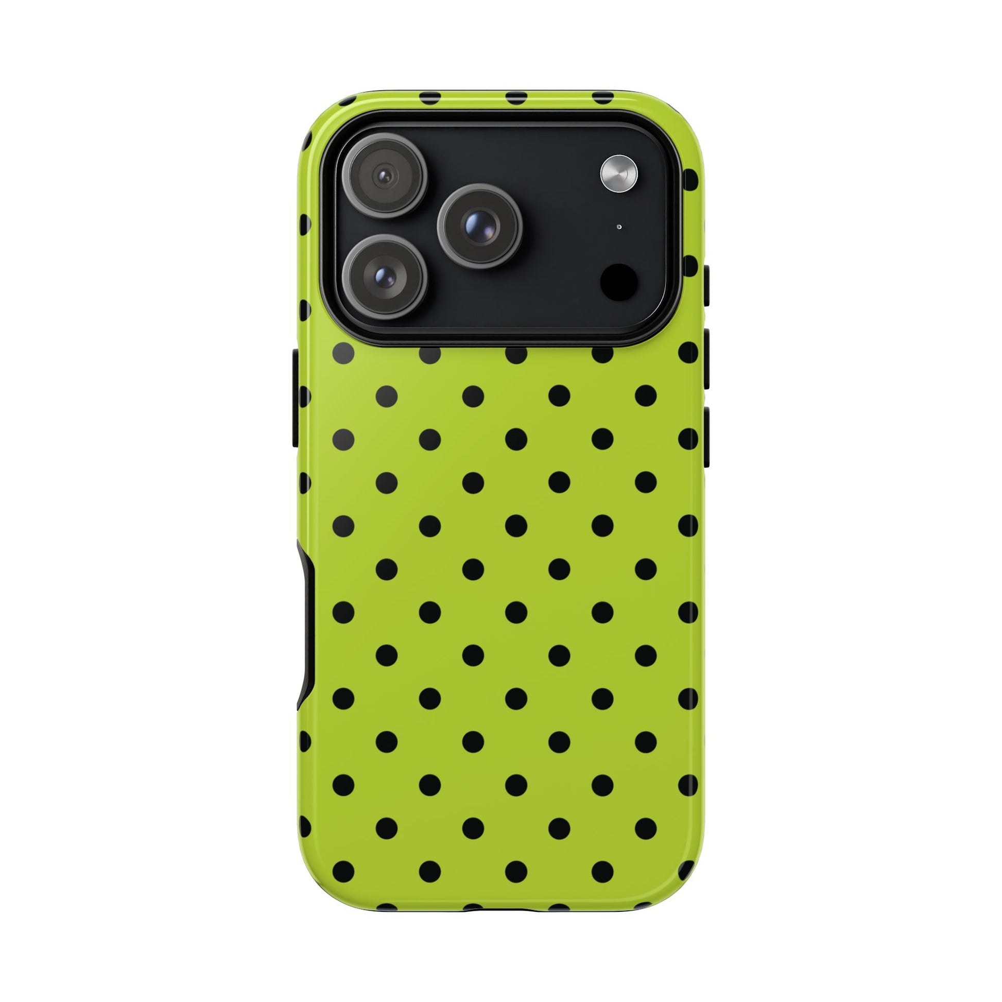 Phone Case - Trendy Neon Lime Green & Black Dot Pattern Phone Case