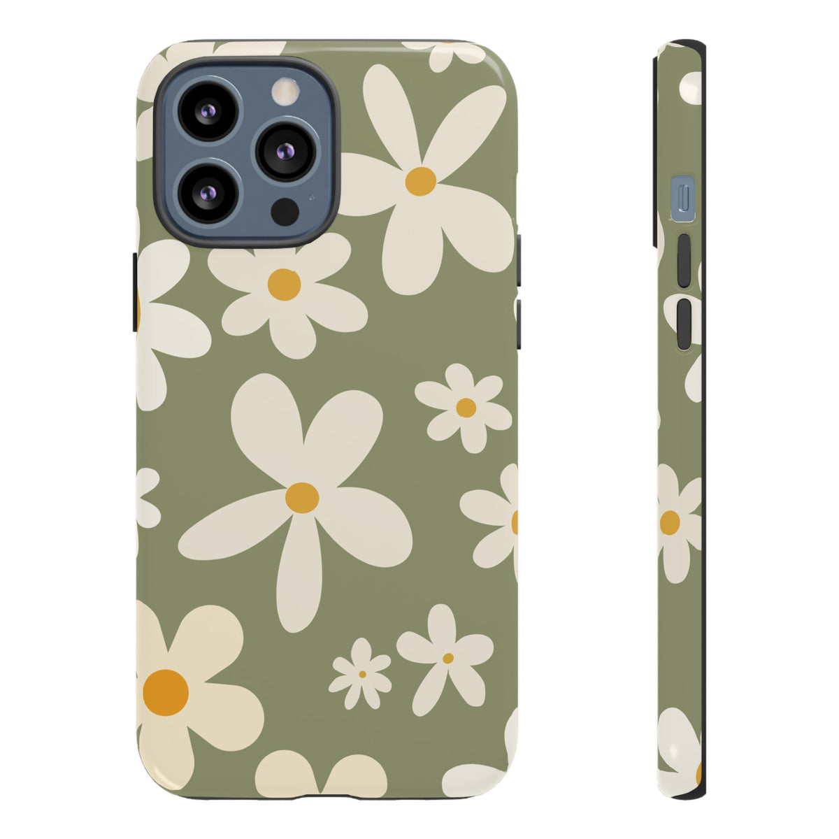 Chic Green Daisy Pattern Phone Case - Green Phone Case - iPhone 13 Pro Max / Glossy