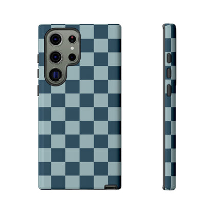 Samsung Galaxy S23 Ultra / Glossy Phone Case - ’Blue Checkered Pattern’ Phone Case