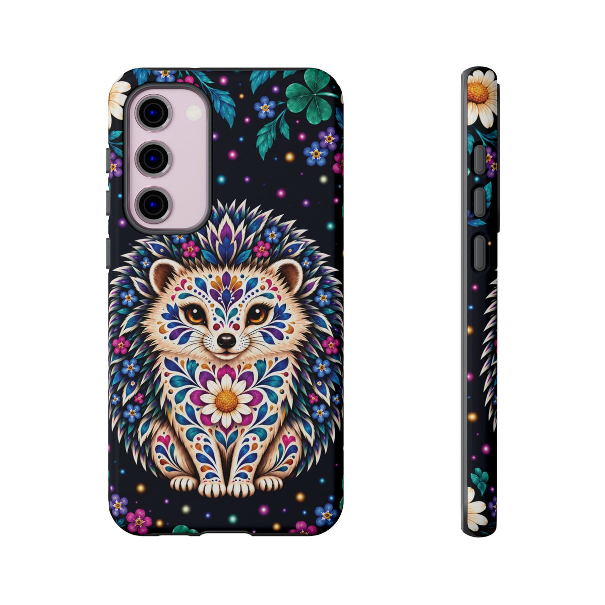 Vibrant Purple and Teal Calavera Hedgehog Phone Case - Multicolor Phone Case - Samsung Galaxy S23 Plus / Glossy