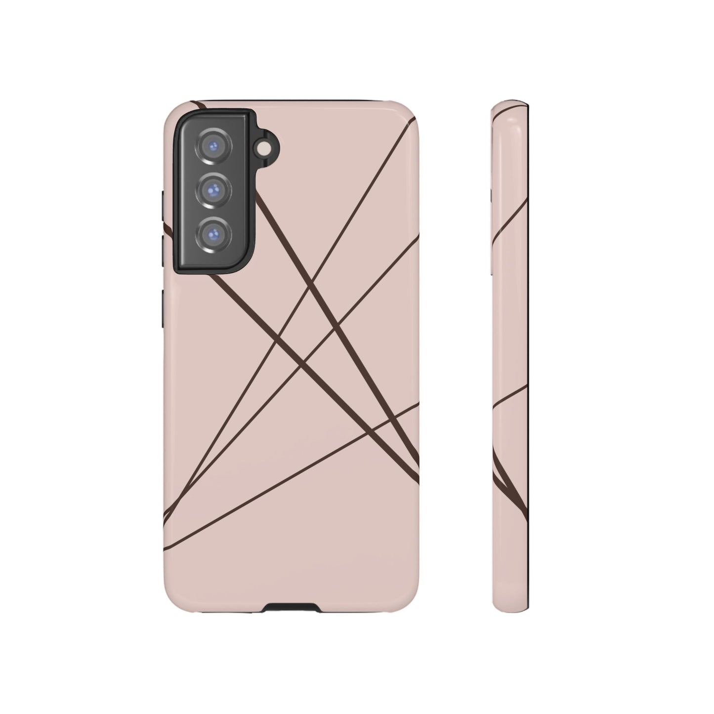 Abstract Pink with Brown Lines Phone Case - Pink Phone Case - Samsung Galaxy S21 FE / Glossy