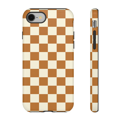 iPhone 8 / Glossy Phone Case - ’Orange & White Checkered Pattern’ Phone Case