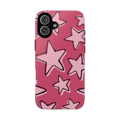 Raspberry Pink Doodle Star Phone Case