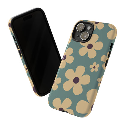 Cute Blue & Cream Daisy Pattern Phone Case - Blue Phone Case