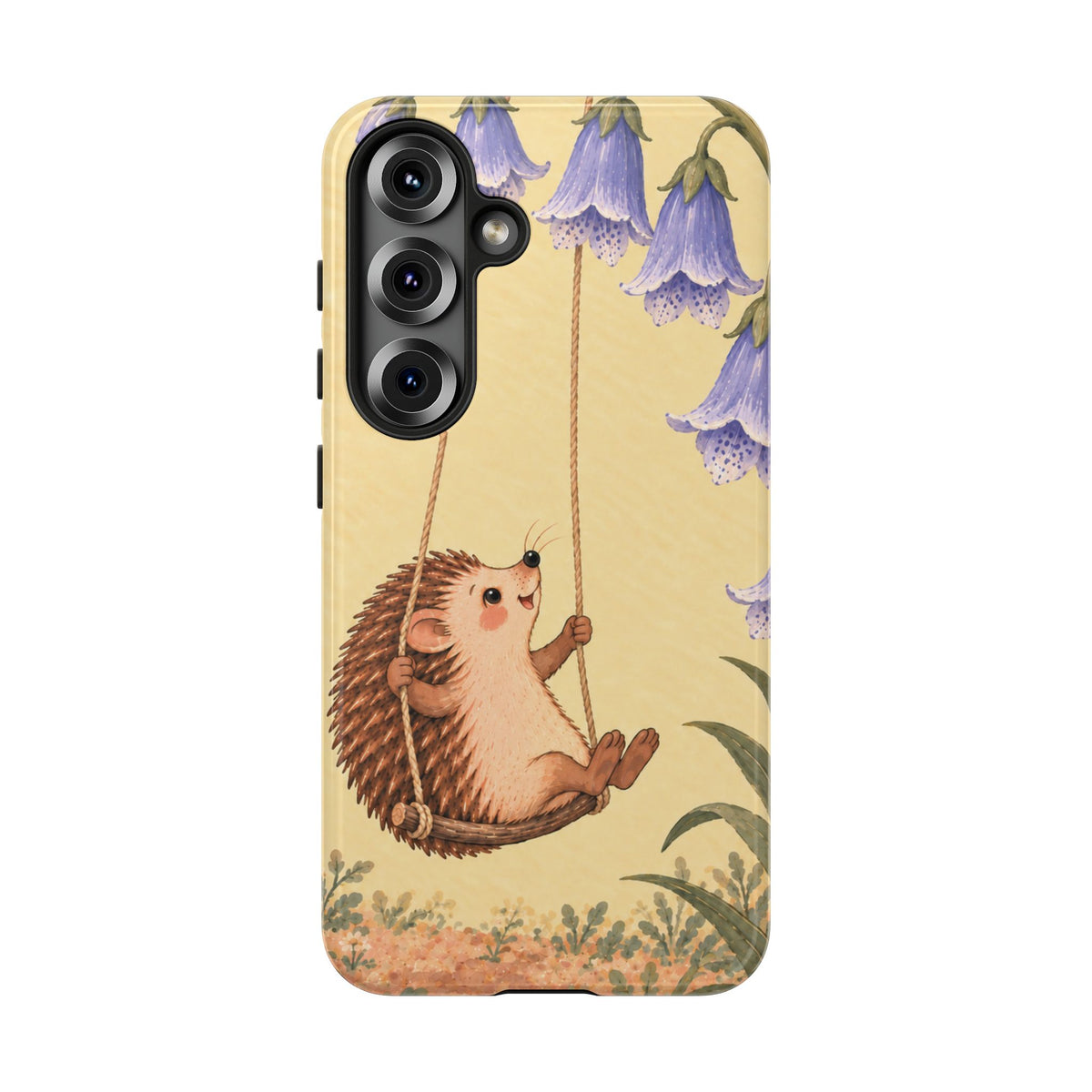 Whimsical Buttercream Hedgehog and Bluebell Phone Case - Yellow Phone Case - Samsung Galaxy S25 / Glossy