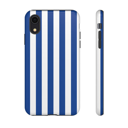 iPhone XR / Glossy Phone Case - Simple Blue & White Stripe Pattern Phone Case