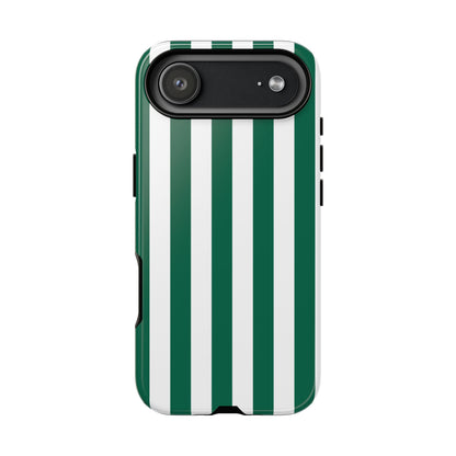 iPhone 17 Air / Glossy Phone Case - Simple Green & White Stripe Pattern Phone Case