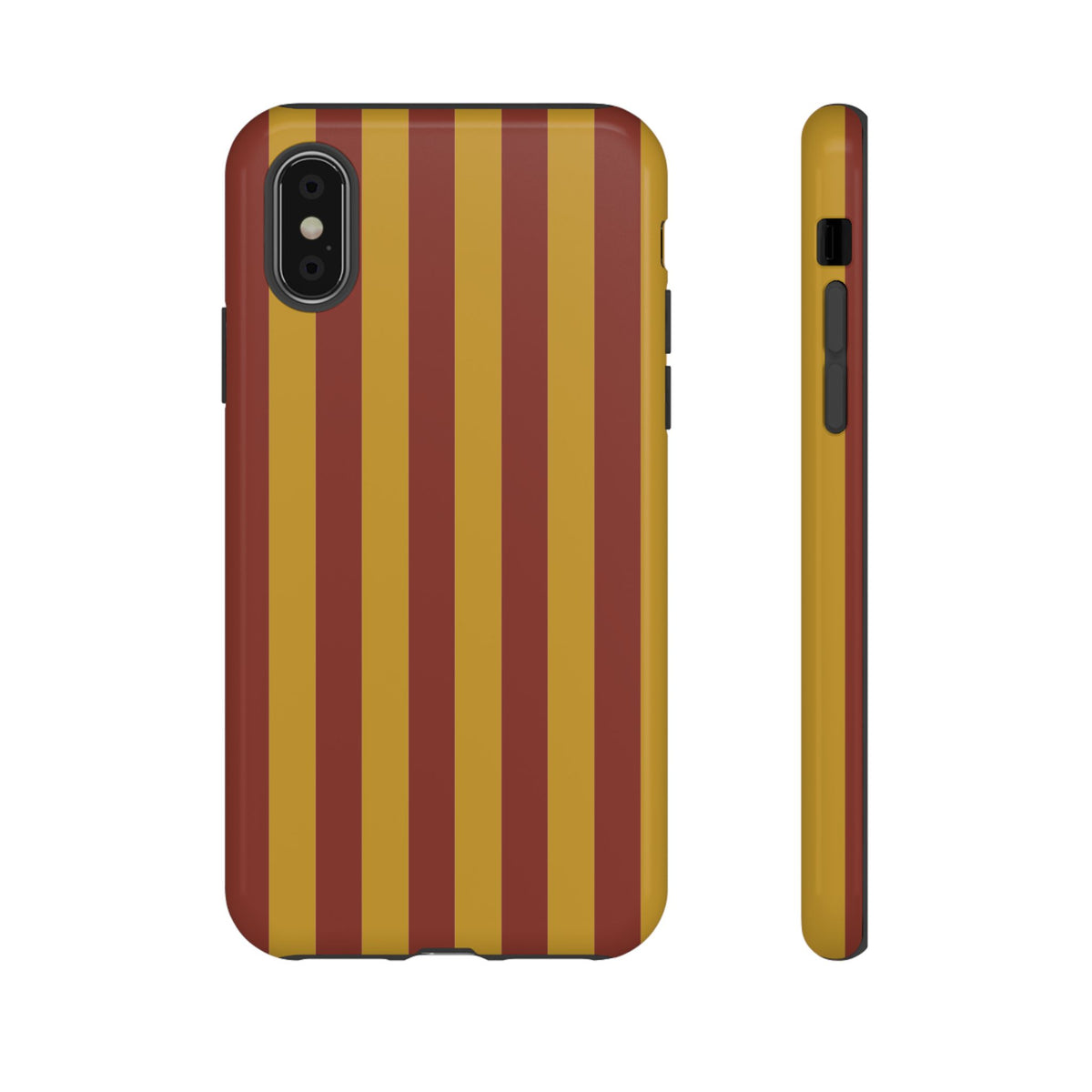 Trendy Mustard & Burgandy Stripe Pattern Phone Case - Brown Phone Case - iPhone X / Glossy