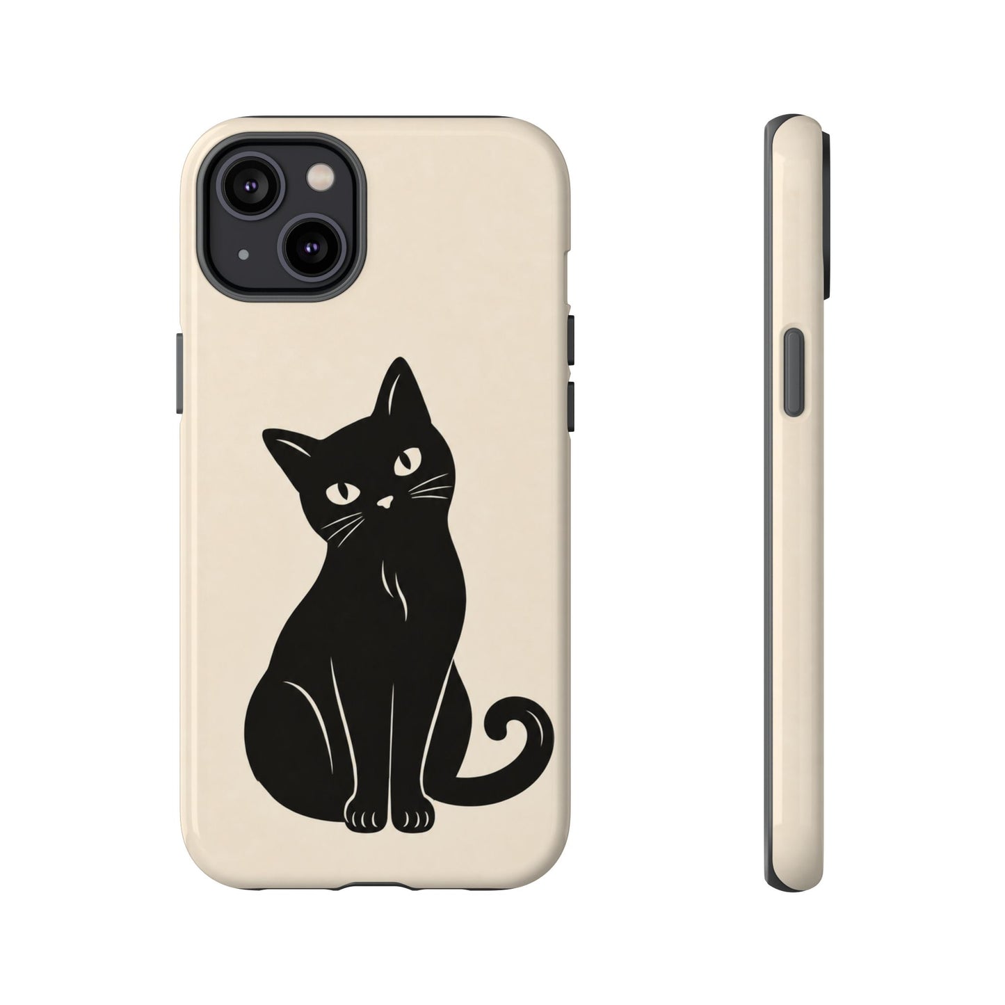 Minimalist Cream & Black Cat Phone Case