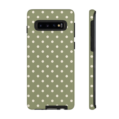 Samsung Galaxy S10 / Glossy Phone Case - ’Green & White Dot Pattern’ Phone Case