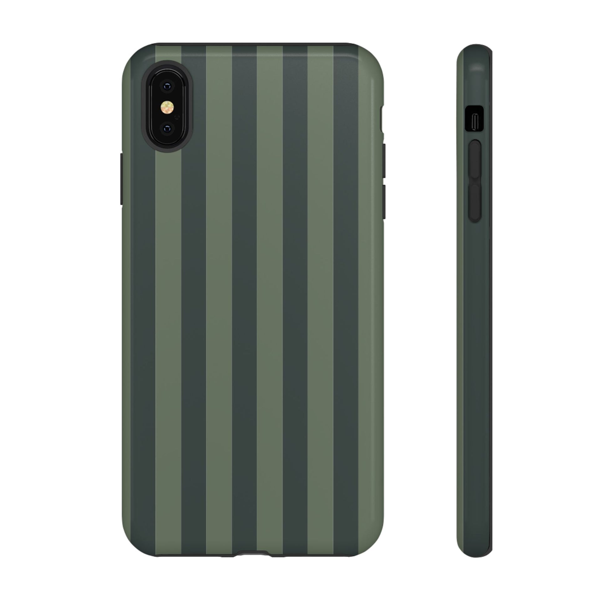 iPhone XS MAX / Glossy Phone Case - ’Dark Green Stripe Pattern’ Phone Case