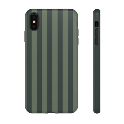iPhone XS MAX / Glossy Phone Case - ’Dark Green Stripe Pattern’ Phone Case