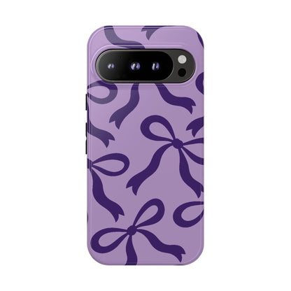 Bold Lilac and Deep Purple Bow Pattern Phone Case - Purple Phone Case - Google Pixel 9 Pro / Glossy