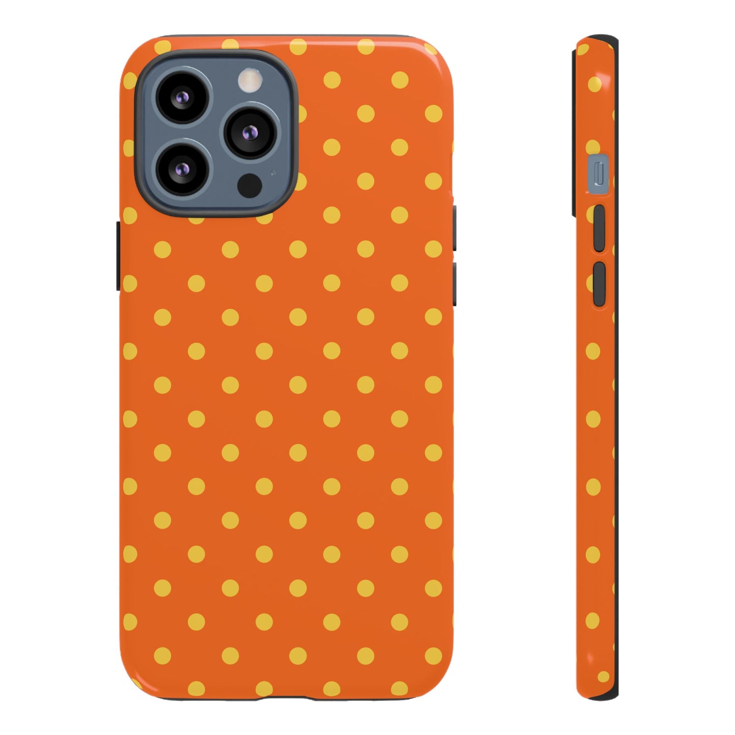 iPhone 13 Pro Max / Glossy Phone Case - Trendy Orange & Yellow Dot Pattern Phone Case