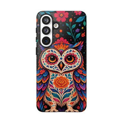 Vibrant Orange and Turquoise Calavera Owl Phone Case - Multicolor Phone Case - Samsung Galaxy S26 Plus / Glossy