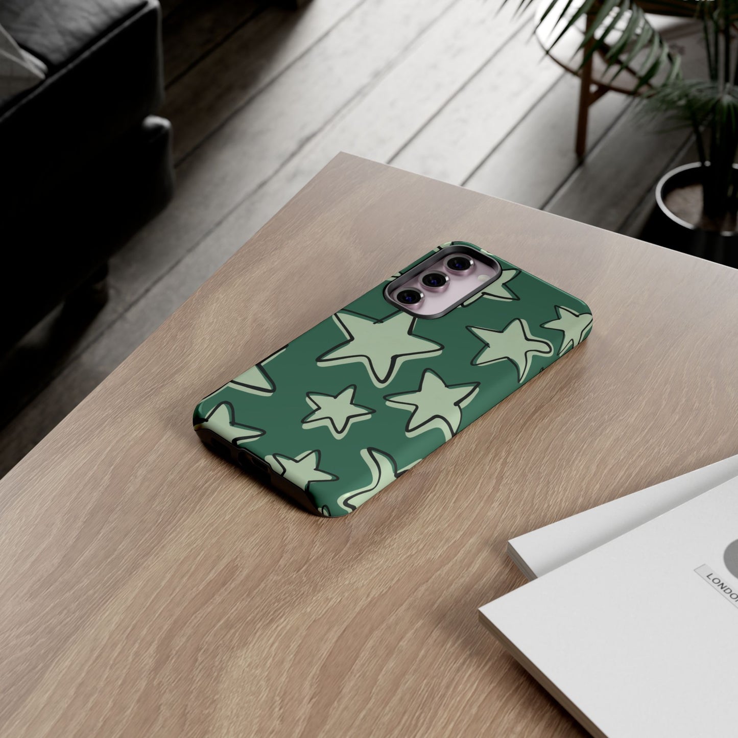 Forest Green Doodle Star Phone Case