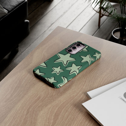 Forest Green Doodle Star Phone Case
