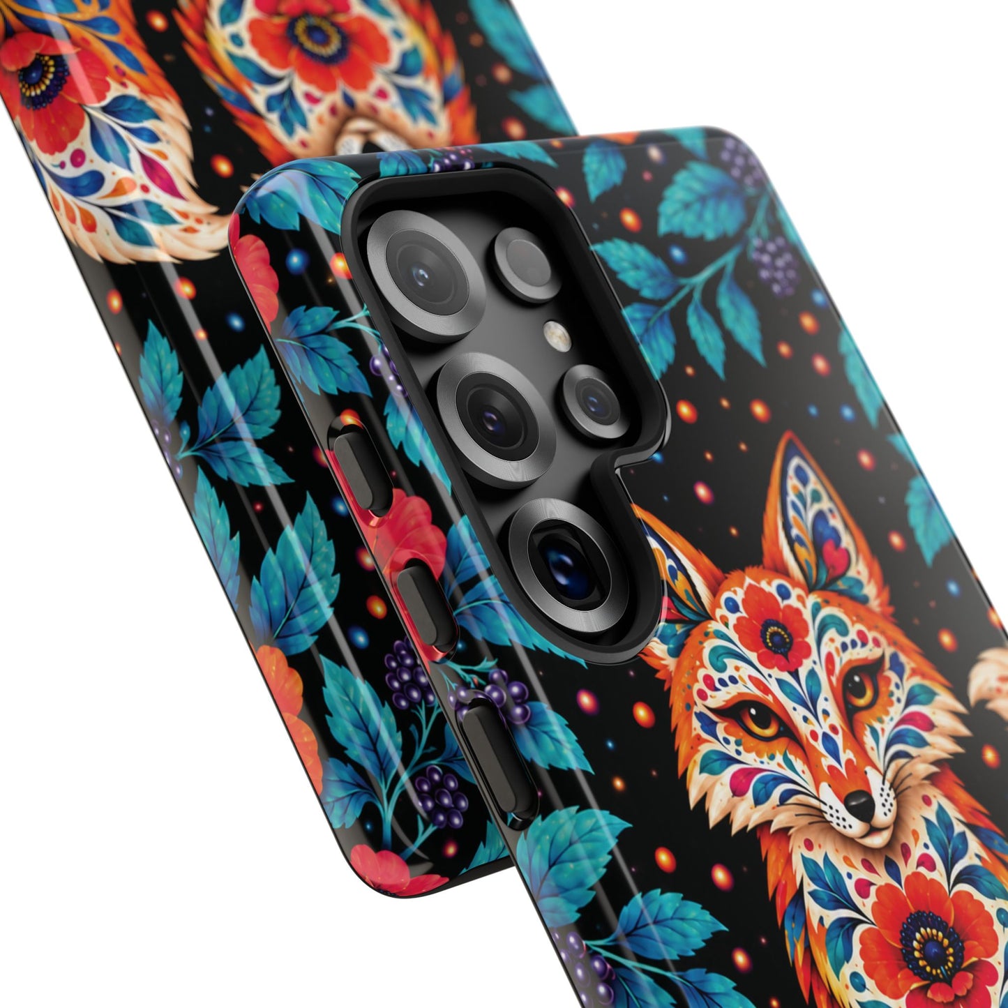 Vibrant Orange and Turquoise Calavera Fox Phone Case - Multicolor Phone Case