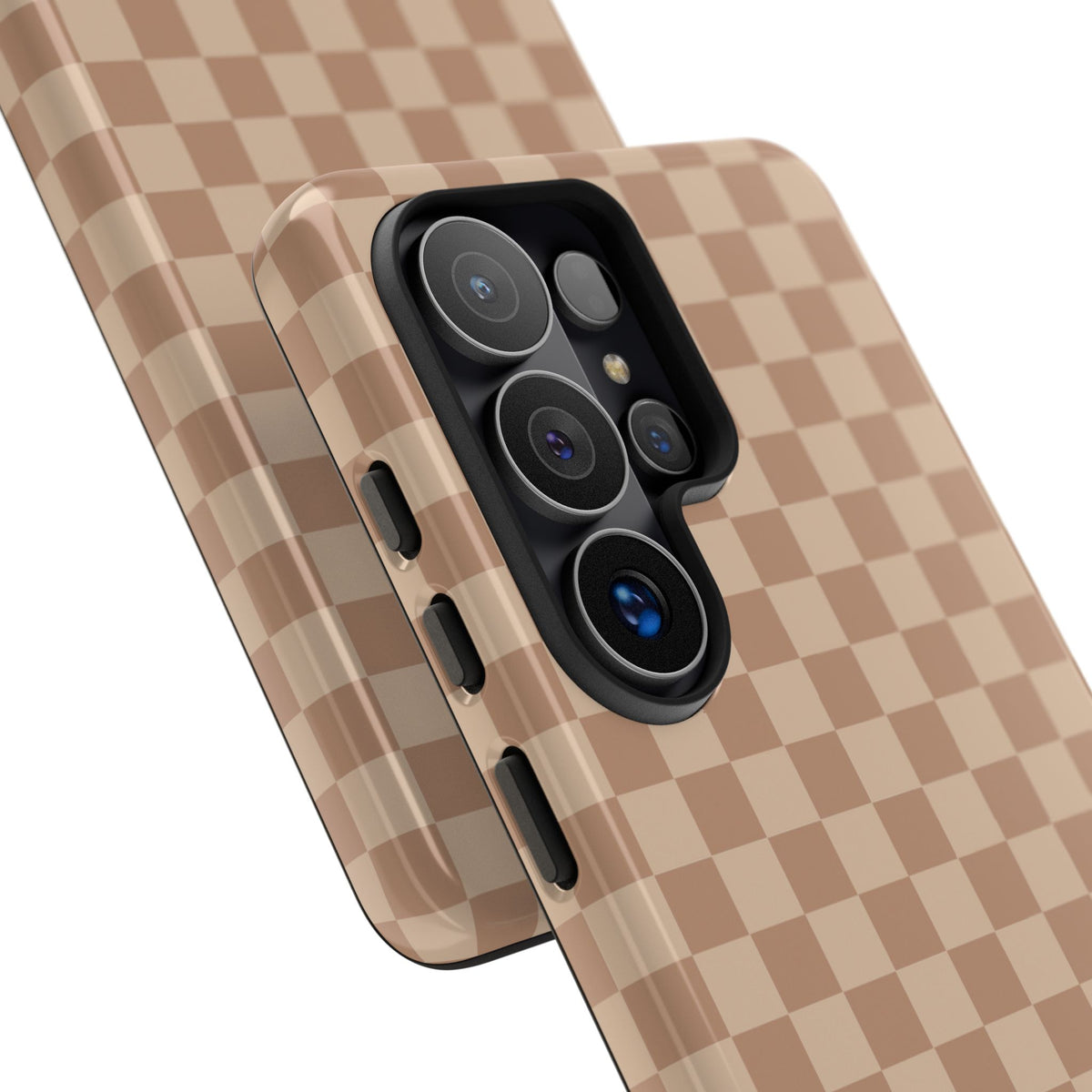 Bold Tan Small Checked Pattern Phone Case - Brown Phone Case