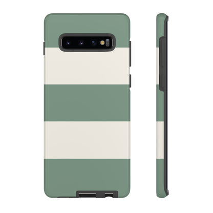 Phone Case - Green & White Horizontal Stripe Pattern Phone Case