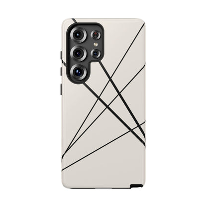 Samsung Galaxy S25 Ultra / Glossy Phone Case - Abstract White with Black Lines Phone Case