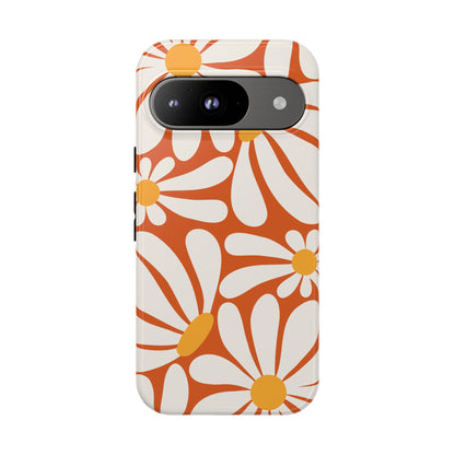 Retro Orange Daisy Pattern Phone Case - Orange Phone Case - Google Pixel 9 / Glossy
