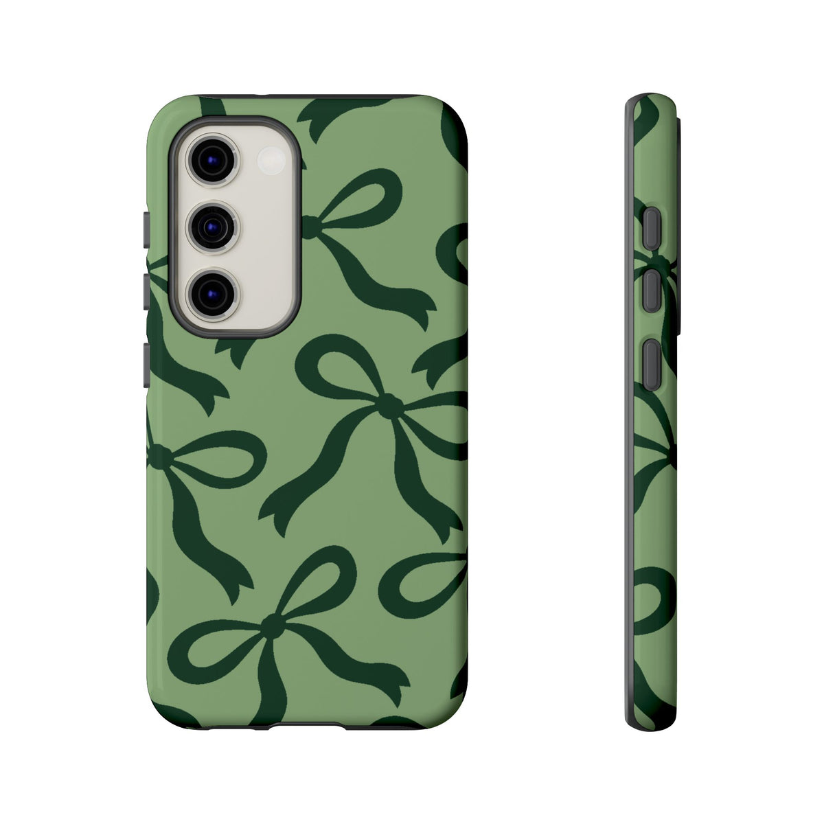 Bold Sage Green and Forest Green Bow Pattern Phone Case - Green Phone Case - Samsung Galaxy S23 / Glossy