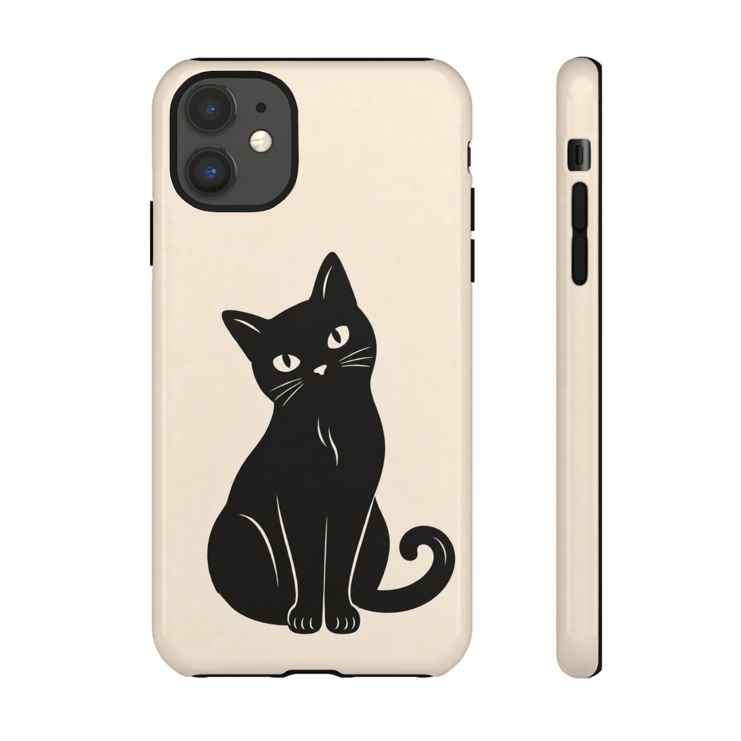 Minimalist Cream & Black Cat Phone Case