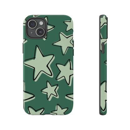 Forest Green Doodle Star Phone Case
