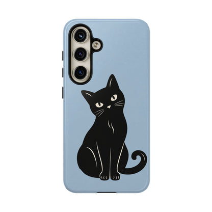 Minimalist Powder Blue & Black Cat Phone Case