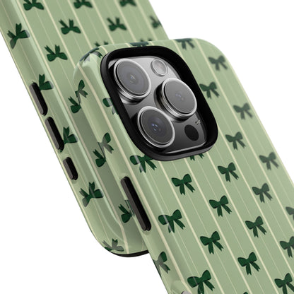 Retro Forest Green Bow Pattern Phone Case