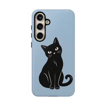 Minimalist Powder Blue & Black Cat Phone Case