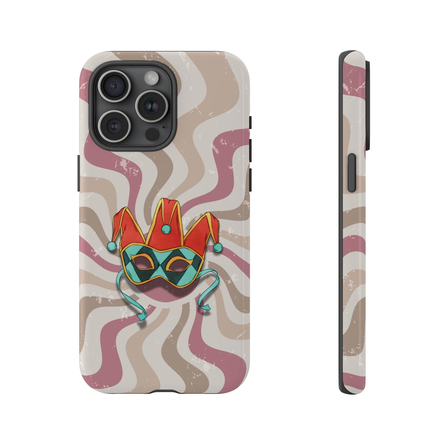 Venetian Jester Mask – Pink Retro Soft Revival Phone Case - Pink Phone Case - iPhone 15 Pro Max / Glossy
