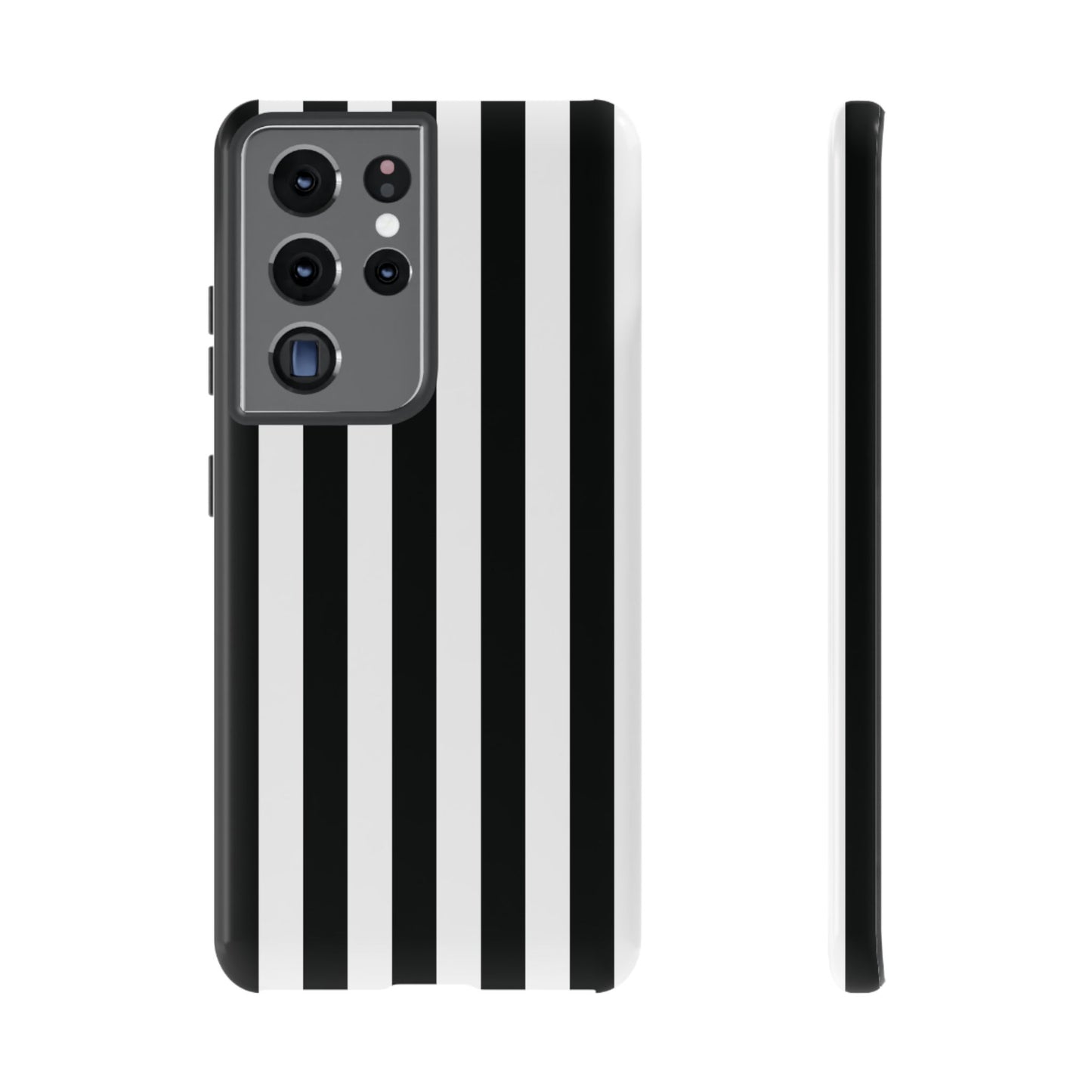 Samsung Galaxy S21 Ultra / Glossy Phone Case - Simple Black & White Stripe Pattern Phone Case