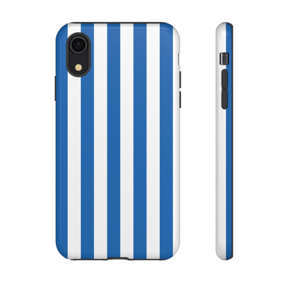 iPhone XR / Glossy Phone Case - Simple Light Blue & White Stripe Pattern Phone Case