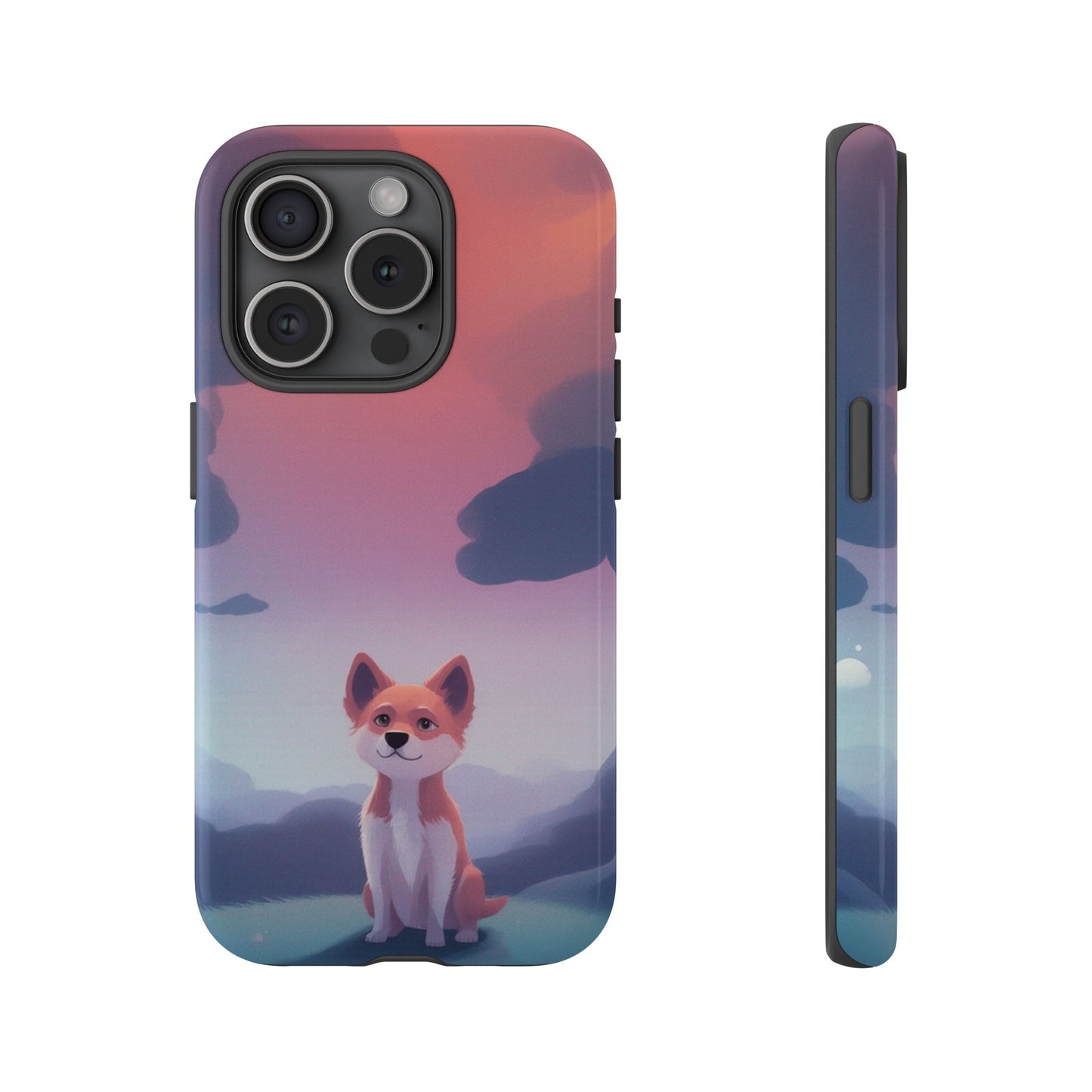 iPhone 15 Pro / Glossy Phone Case - Cute Dog & Cloud Design Phone Case