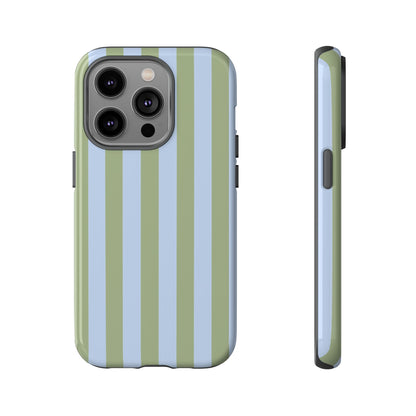 Trendy Ice Blue & Green Stripe Pattern Phone Case - Blue Phone Case - iPhone 14 Pro / Glossy