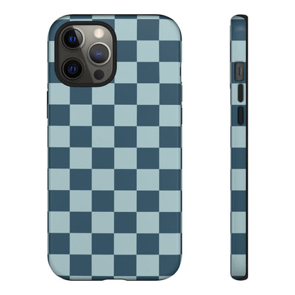 iPhone 12 Pro Max / Glossy Phone Case - ’Blue Checkered Pattern’ Phone Case
