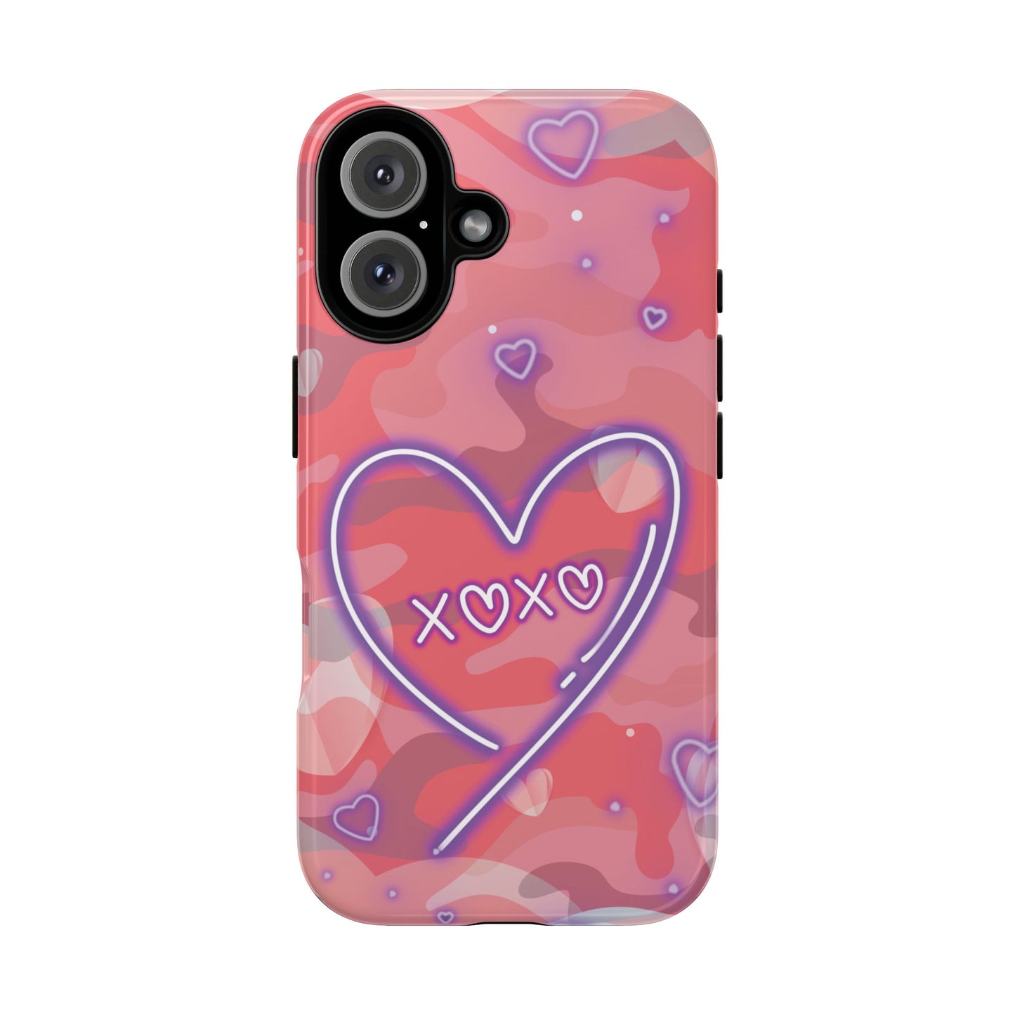 Love Heart Neon Camo Phone Case - Pink Phone Case - iPhone 16 / Glossy