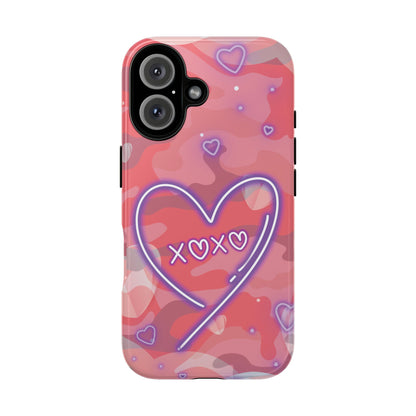 Love Heart Neon Camo Phone Case - Pink Phone Case - iPhone 16 / Glossy