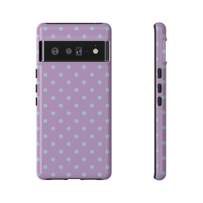 Google Pixel 6 Pro / Glossy Phone Case - Trendy Lilac & Ice Blue Dot Pattern Phone Case