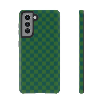 Bold Green Small Checked Pattern Phone Case - Green Phone Case - Samsung Galaxy S21 / Glossy